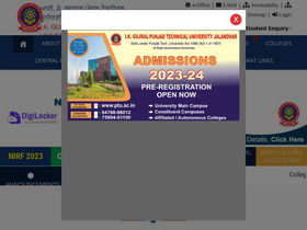 'ptu.ac.in' screenshot