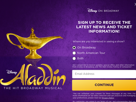 'aladdinthemusical.com' screenshot