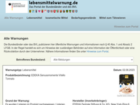 'lebensmittelwarnung.de' screenshot