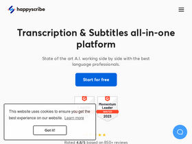 'happyscribe.com' screenshot
