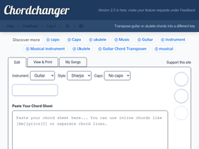 'chordchanger.com' screenshot