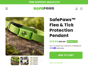thesafepaws.com homepage screenshot