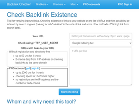 'backlinkvalidator.com' screenshot