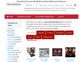 'sportscardchecklist.com' screenshot