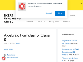 'ncertsolutionsforclass9.in' screenshot