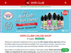 'vapeclub.co.uk' screenshot