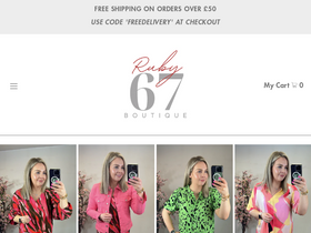 Ruby 67 Boutique homepage screenshot