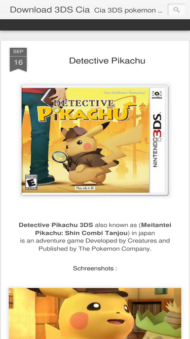 Detective pikachu 3ds deals cia