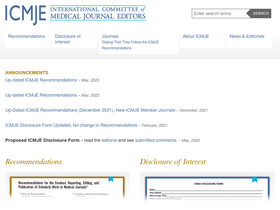 'icmje.org' screenshot