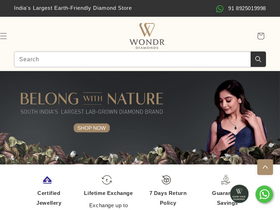 wondrdiamonds.com homepage screenshot