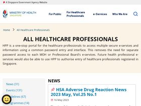 'healthprofessionals.gov.sg' screenshot
