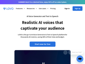 LOVO - Harness AI to create lifelike, multilingual voiceovers with emotional depth.