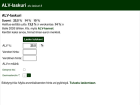 'alv-laskuri.fi' screenshot