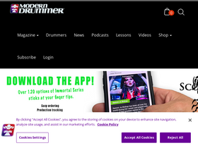 'moderndrummer.com' screenshot