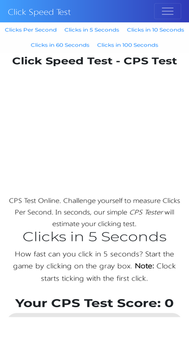 Click speed test - Check Clicks per Second - CPS Test Online