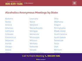 'alcoholicsanonymous.com' screenshot