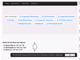 'umrechnung-zoll-cm.de' screenshot