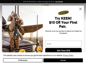 'keenfootwear.com' screenshot