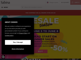 'sabina.com' screenshot