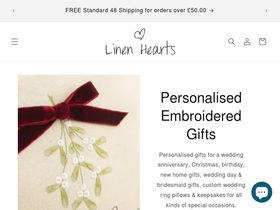 Personalised Gifts by Linen Hearts homepage screenshot