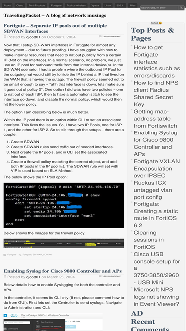 Fortigate, TravelingPacket - A blog of network musings