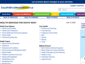 'southwesthealthline.ca' screenshot