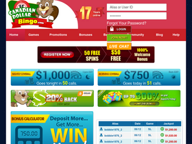 'canadiandollarbingo.com' screenshot