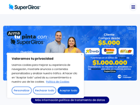 'supergirosnortedelvalle.com' screenshot