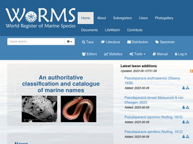 'marinespecies.org' screenshot