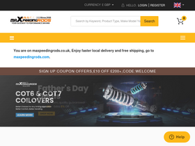 'maxpeedingrods.co.uk' screenshot
