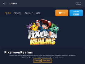 'pixelmonrealms.com' screenshot