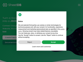 'sheetdb.io' screenshot