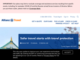 'allianztravelinsurance.com' screenshot