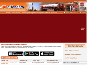 'iocletenders.nic.in' screenshot