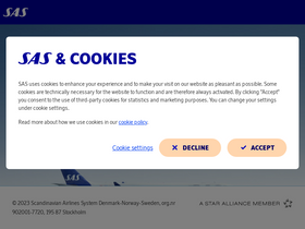 'flysas.com' screenshot