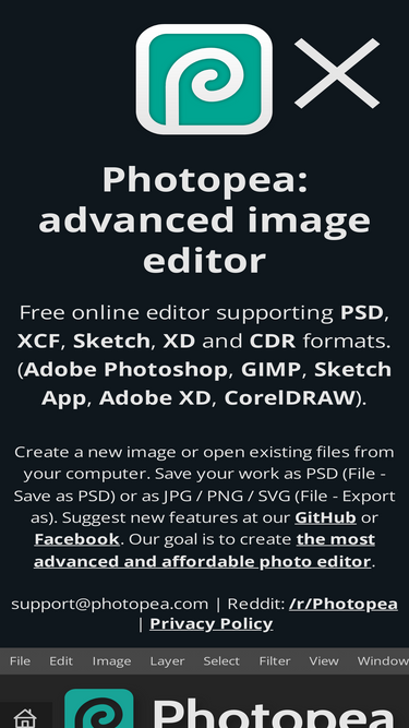 GitHub - photopea/photopea: Photopea is online image editor