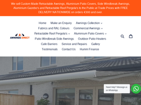 Awnings Direct website screenshot