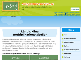 'multiplikationstabellen.se' screenshot