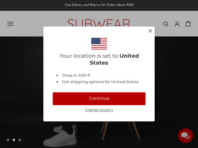 'subwear.co.za' screenshot