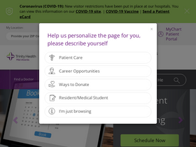 'trinityhealthma.org' screenshot