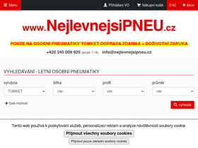 'nejlevnejsipneu.cz' screenshot