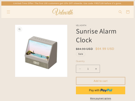 velvorth.com homepage screenshot