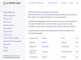 'endoflife.date' screenshot