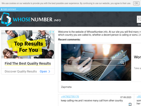 'whosenumber.info' screenshot