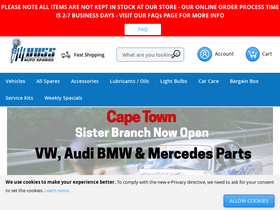 'bossautospares.co.za' screenshot