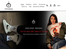 Tensaga homepage screenshot