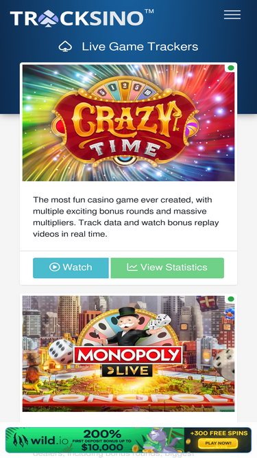 Game Show Tracker: Crazy Time Tracker, Stats and RTP