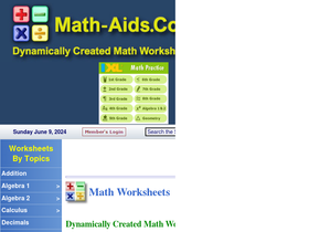 'math-aids.com' screenshot
