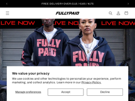 Fullypaid Clothing  website screenshot
