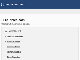 'puretables.com' screenshot